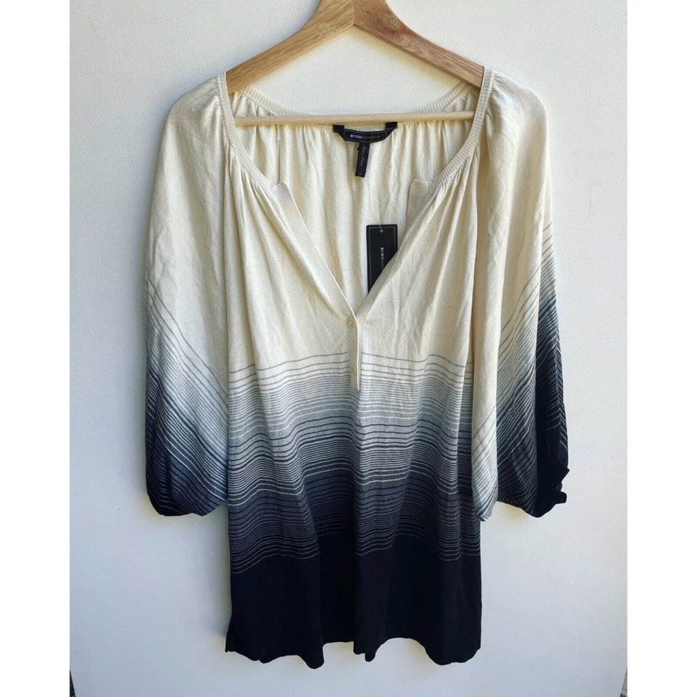 bcbg max azria v neck sweater silk and cotton blend size os oversized